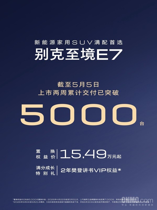 【PG电子】别克至境E7上市两周交付超5000台 置换权益价15.49万元起