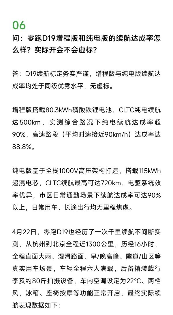 【PG电子】零跑汽解答D19高频问题：含车内空间表现、续航达成率等